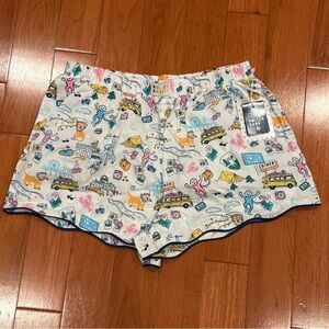 Roller Rabbit x Target Women's Roadtrip Poplin Boxer Shorts Blue/Yellow/Pink - M